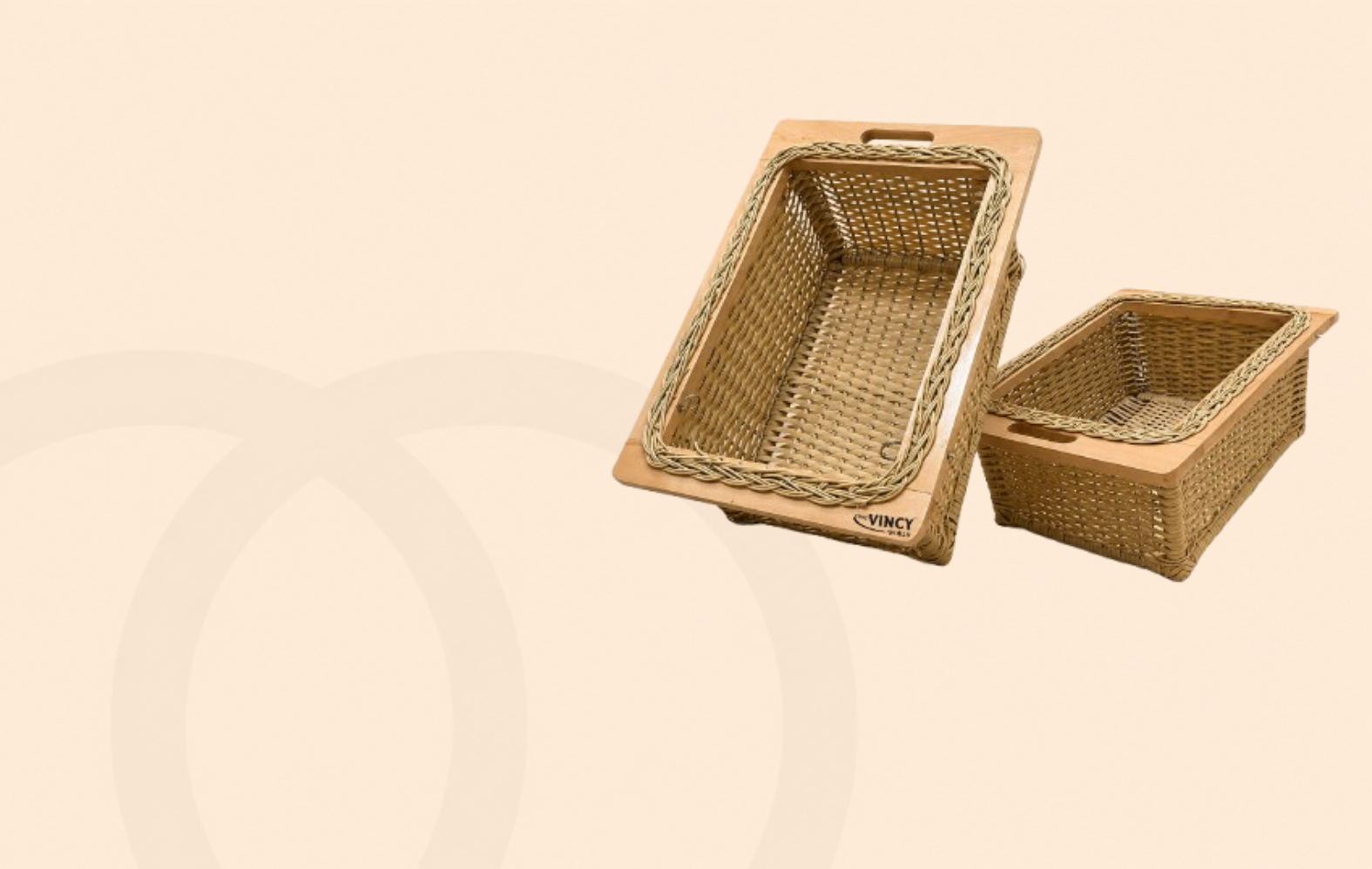 Woven wicker storage baskets